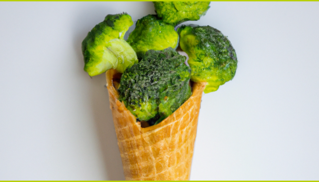 broccoli in a waffle cone. Yes, really